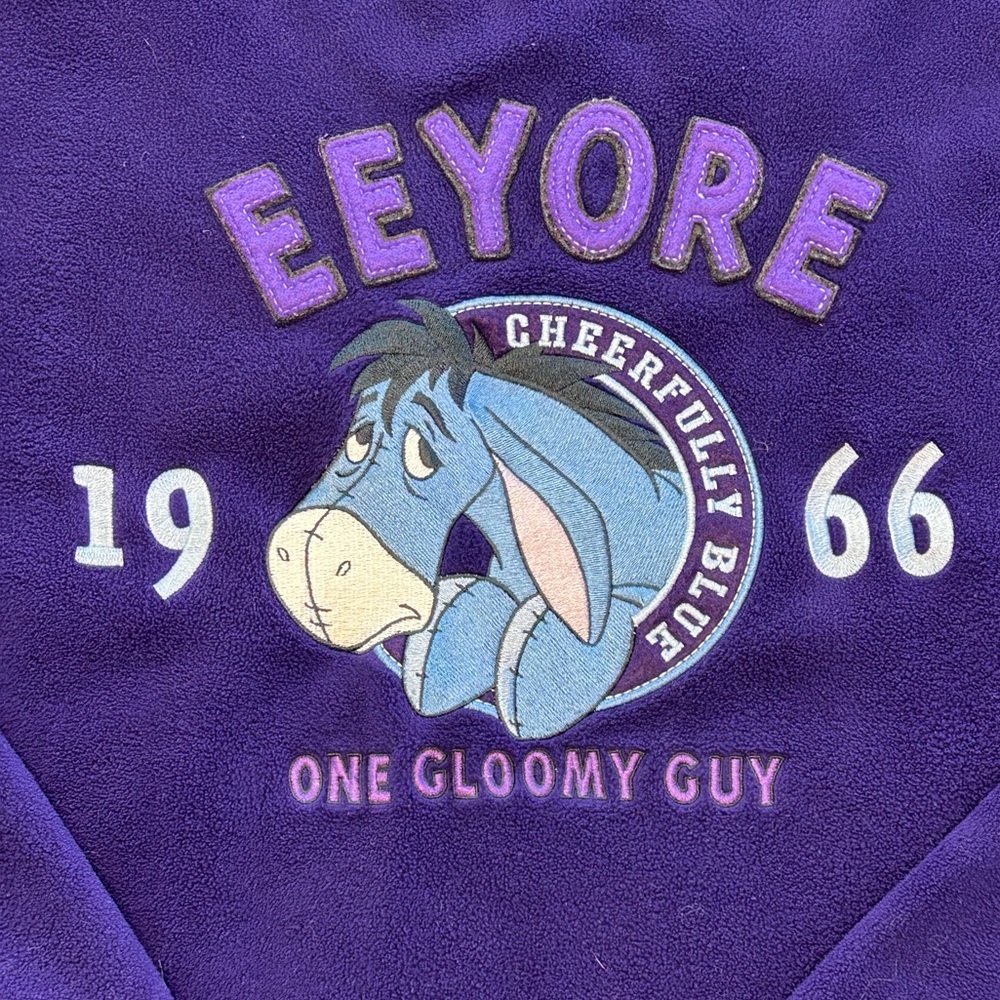 Vintage Disney Eeyore Fleece Sweatshirt Purple Embroidered Crewneck XL cozy - Picture 3 of 7